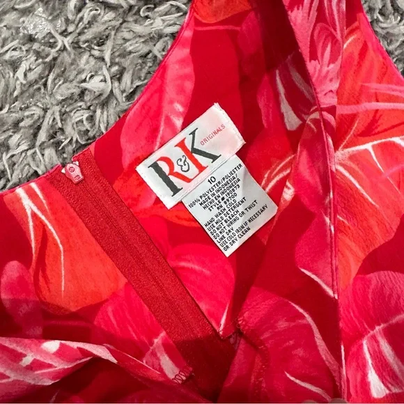 Vintage R&K Tropical Hawaiian Print Pink Sleeveless Dress - Picture 2 of 3